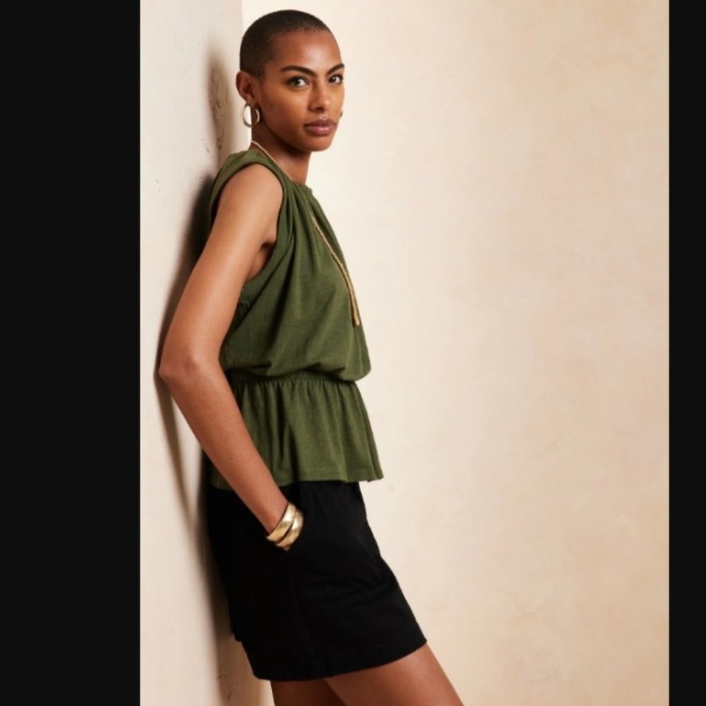 Banana Republic olive green Malibu Slub Tank open back sz S NWT  /B7